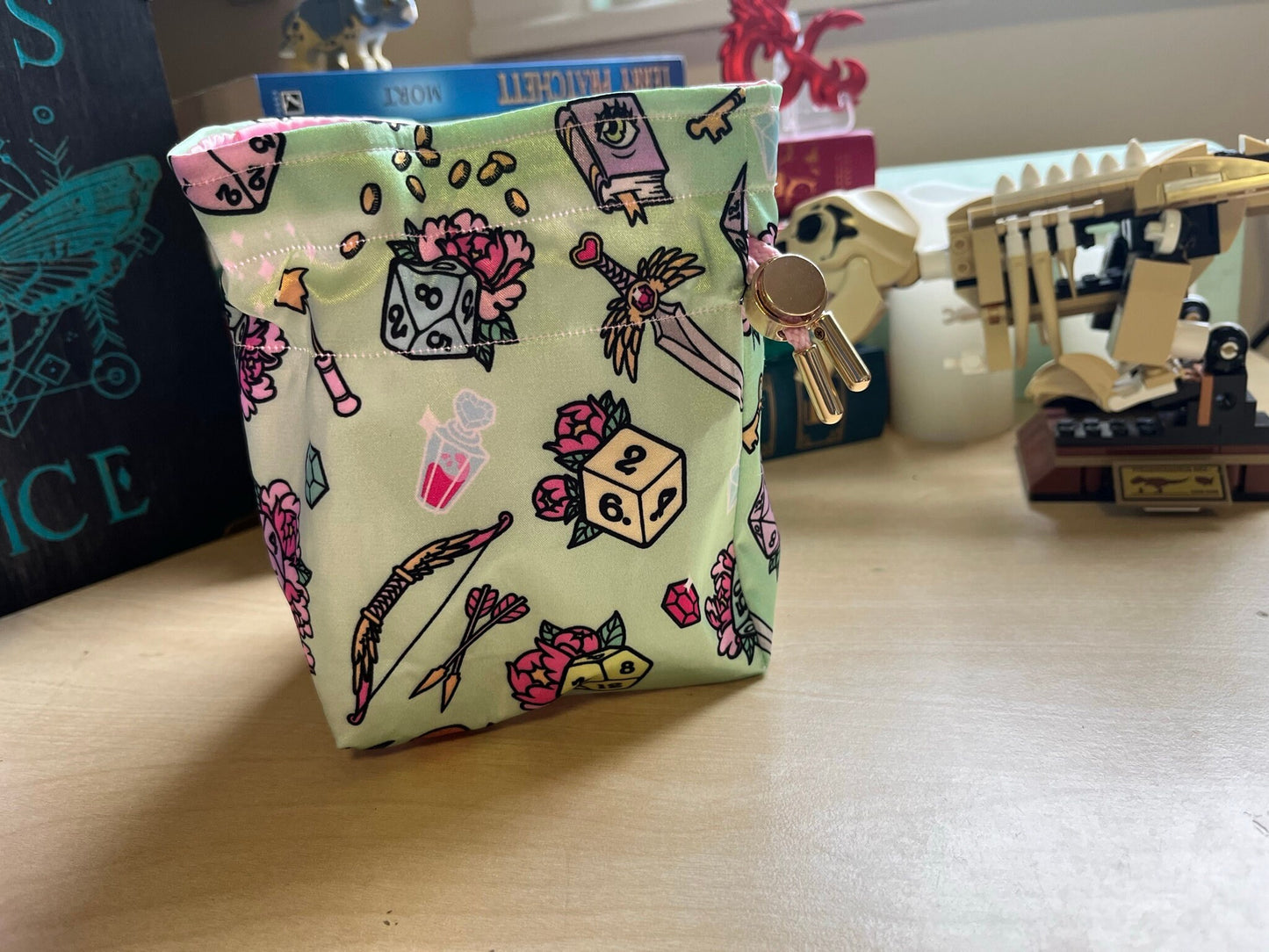 Handmade Dice Bag NON CLASS Magical Girl Style for DnD, Pathfinder and TTRPGs - Made with my own Fabric Designs