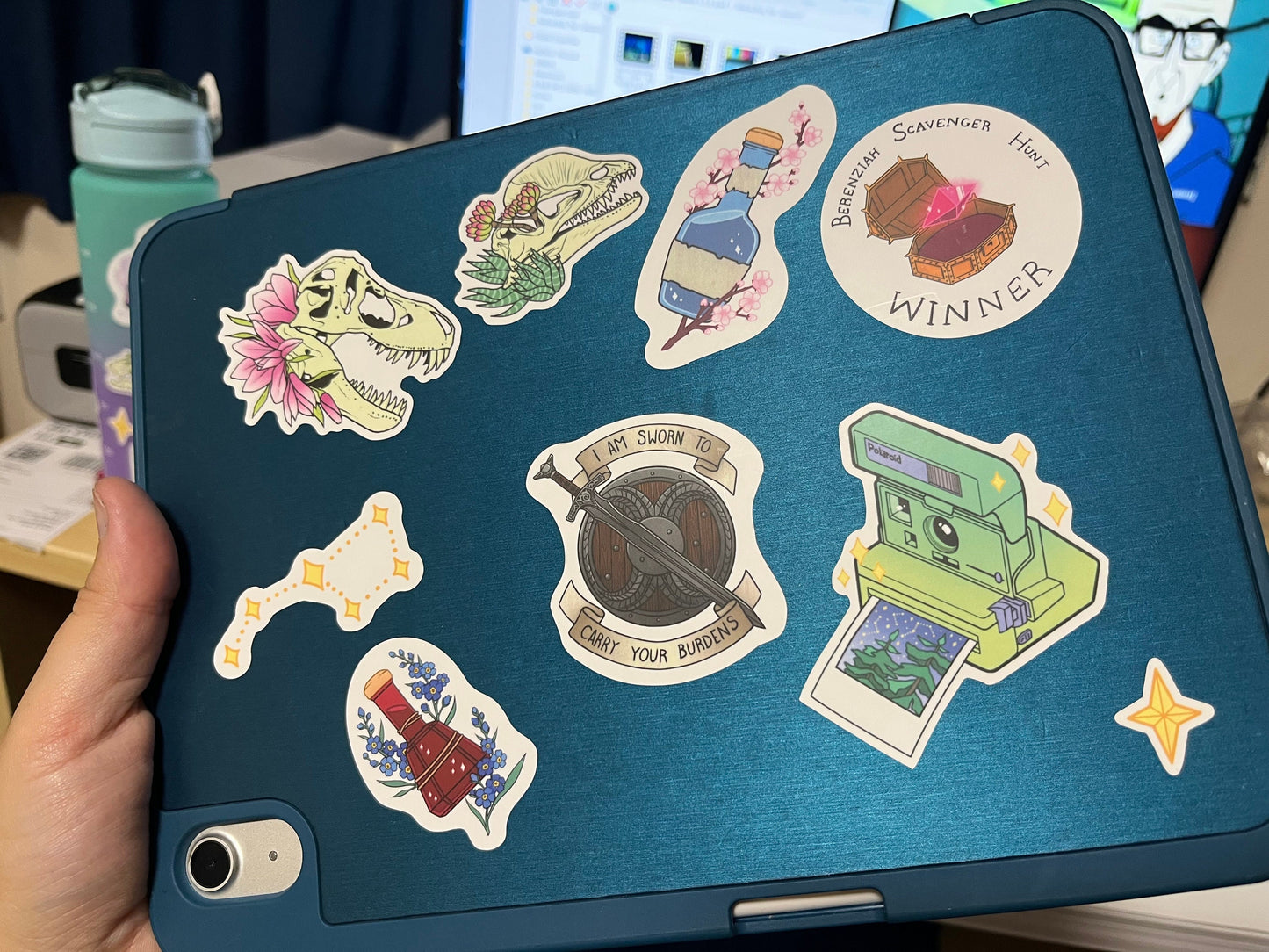 A5 Dinosaur Skull and flower sticker sheet