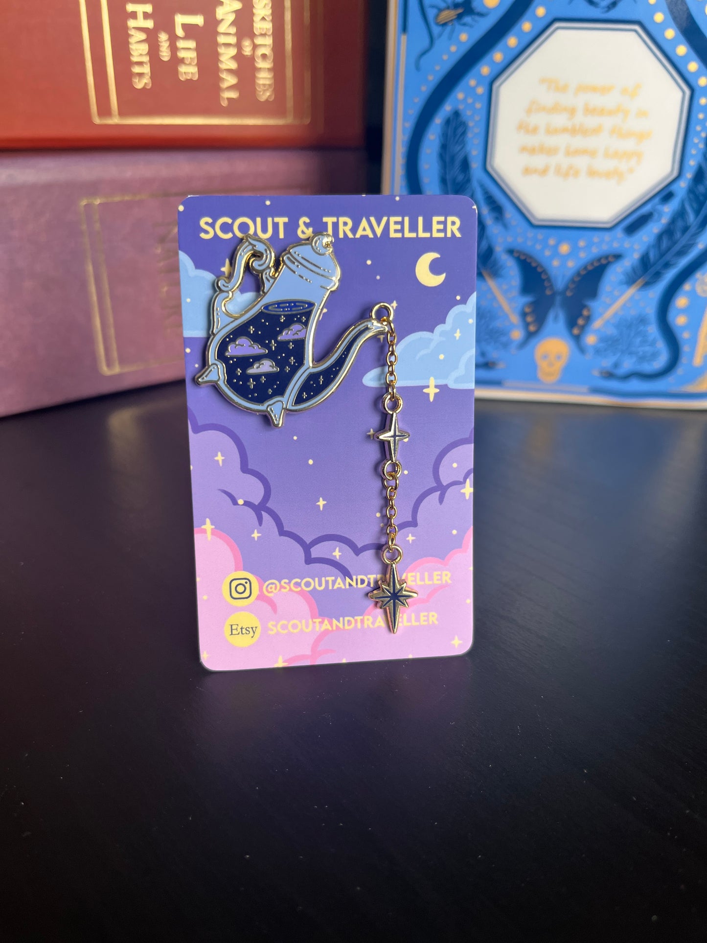 Celestial teapot Pin - Tall Midnight