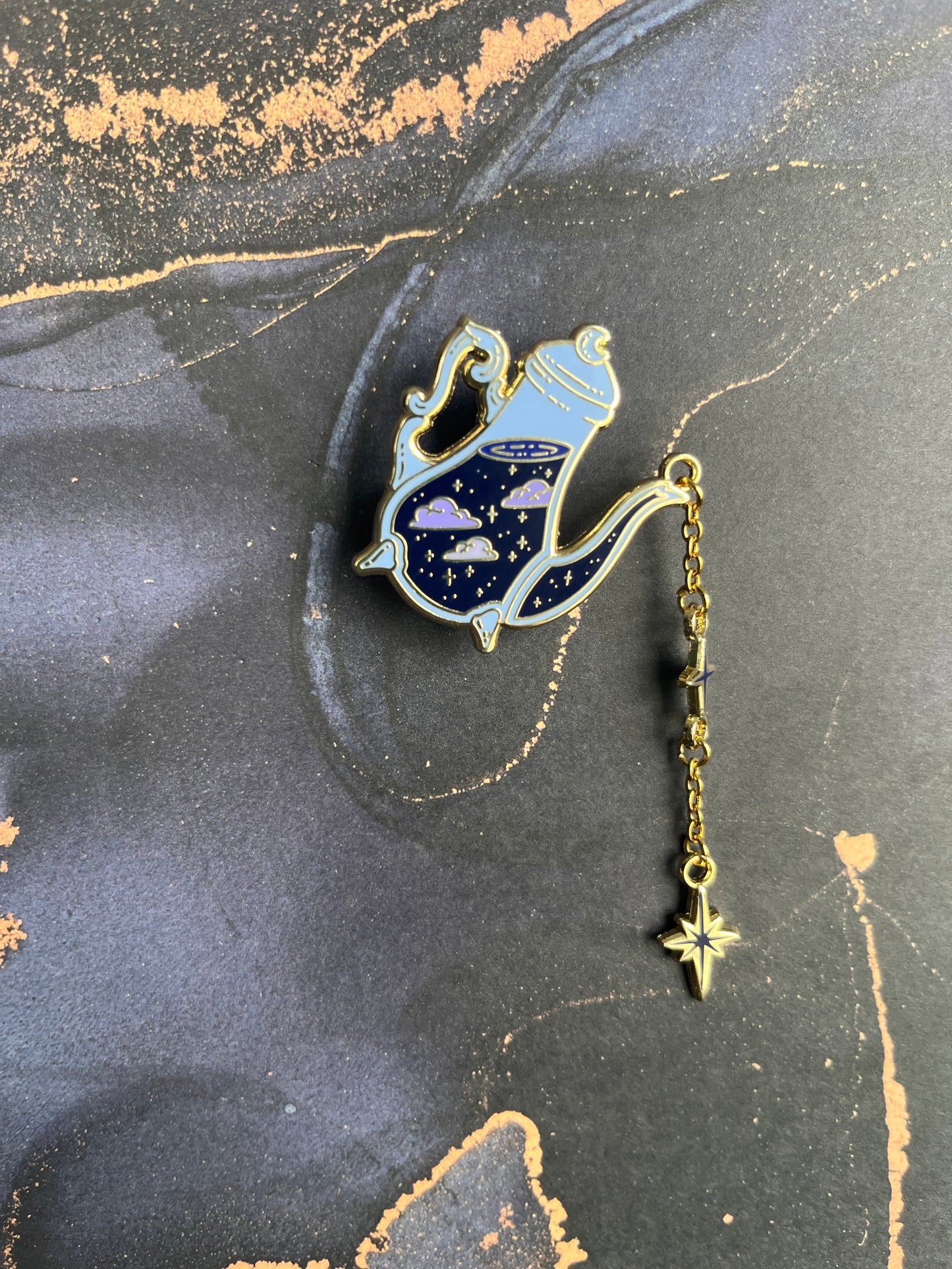 Celestial teapot Pin - Tall Midnight