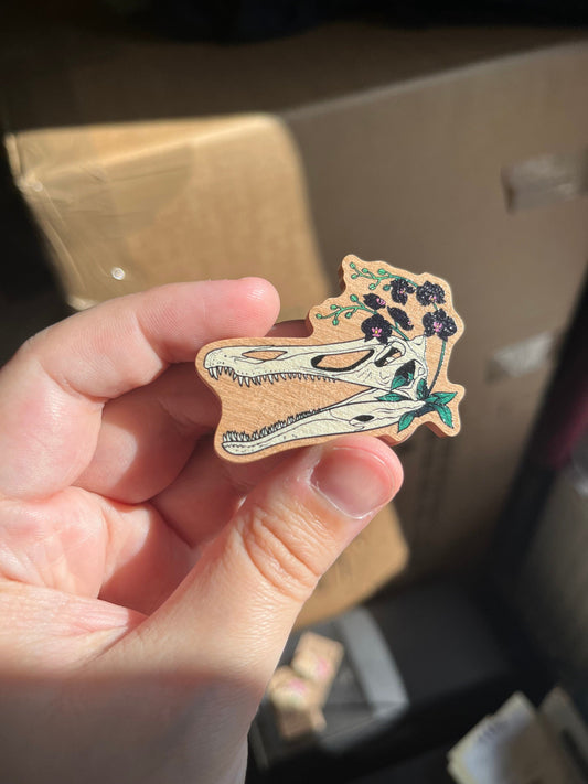 Wooden Dinosaur Skull - SUCHOMIMUS - Pin badge